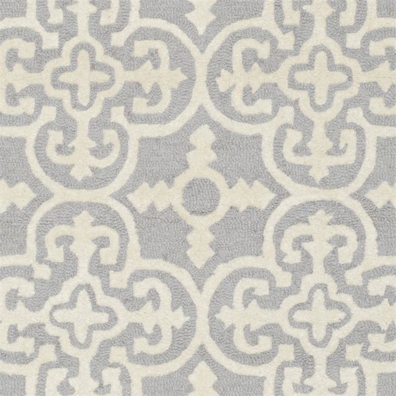 Safavieh Cambridge 9' X 12' Hand Tufted Wool Rug in Silver and Ivory