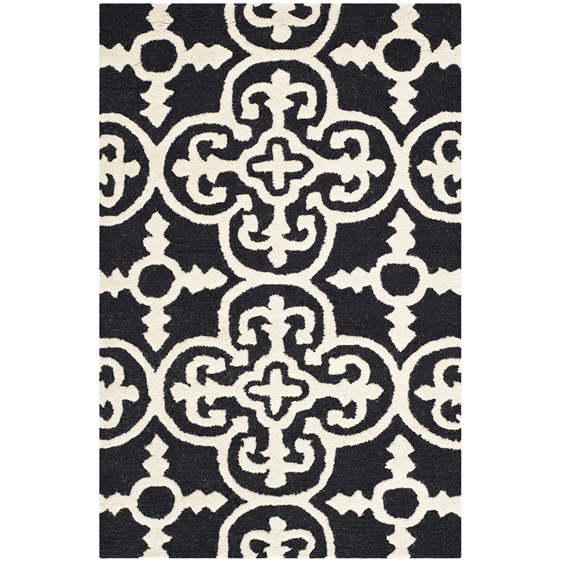 Safavieh Cambridge 2' X 3' Hand Tufted Wool Rug in Black and Ivory