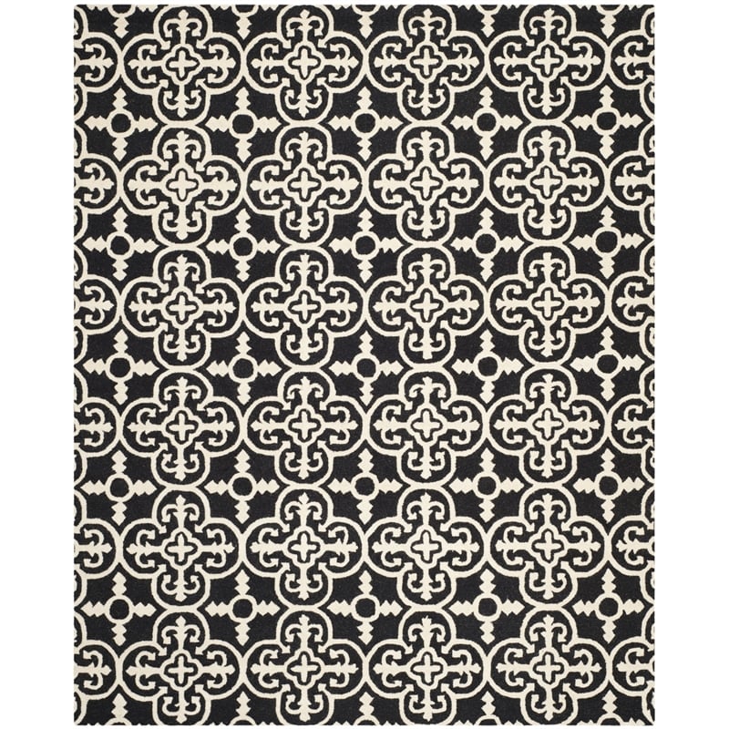 Safavieh Cambridge 8' X 10' Hand Tufted Wool Rug in Black and Ivory