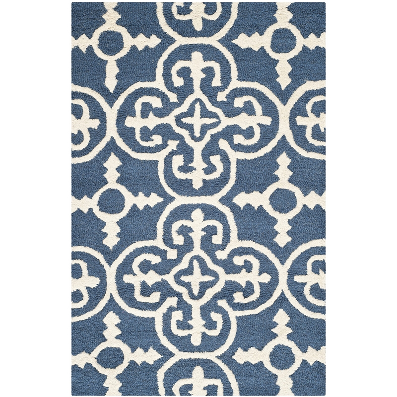 Safavieh Cambridge 2' X 3' Hand Tufted Wool Rug in Navy and Ivory