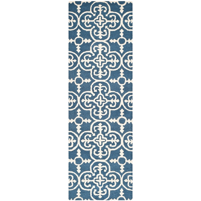 Safavieh Cambridge 3' X 5' Hand Tufted Wool Rug in Navy and Ivory