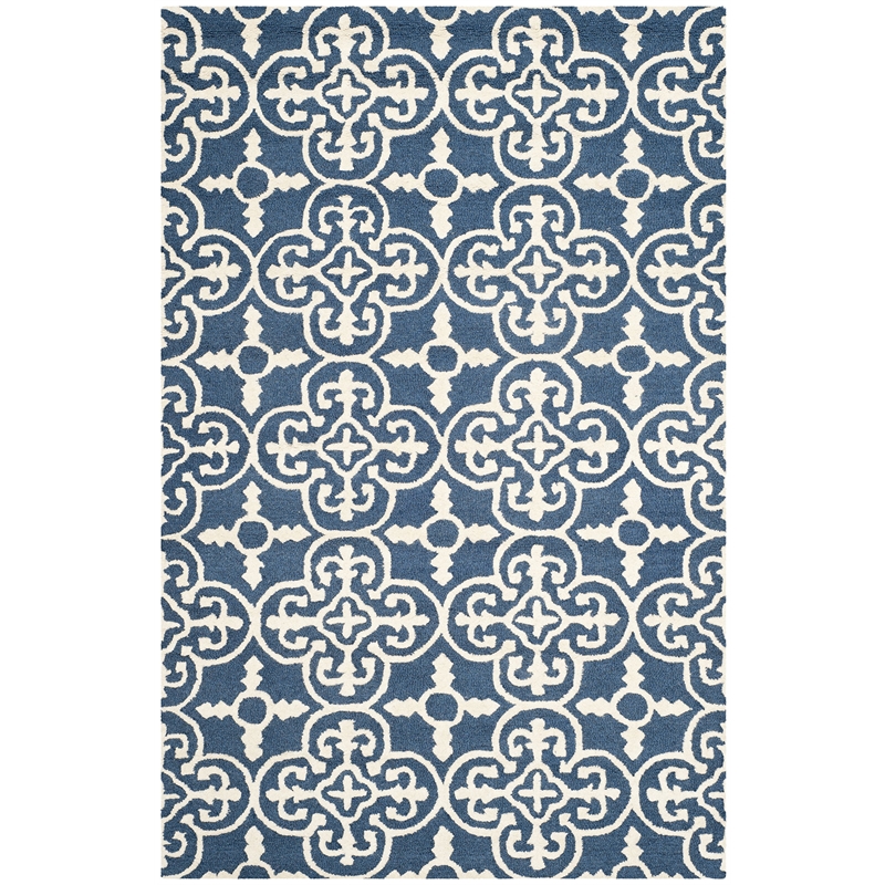 Safavieh Cambridge 5' X 8' Hand Tufted Wool Rug in Navy and Ivory