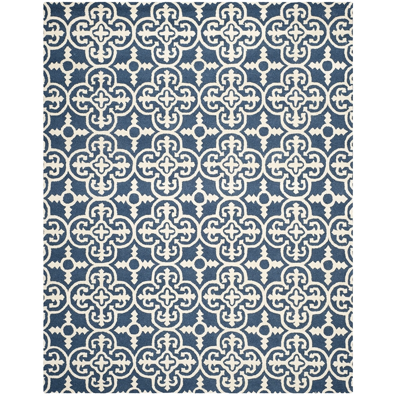 Safavieh Cambridge 9' X 12' Hand Tufted Wool Rug in Navy and Ivory