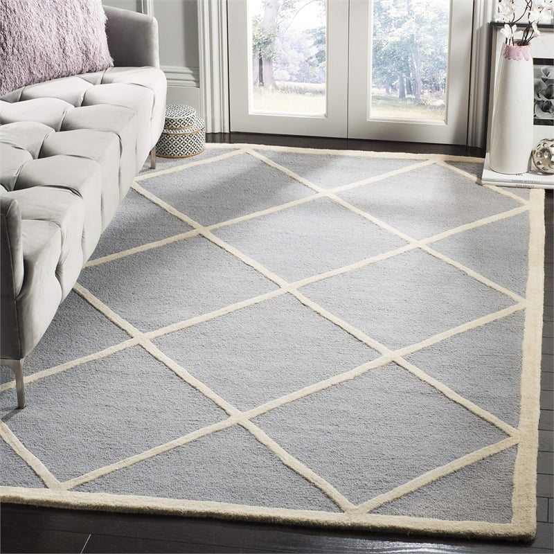 Safavieh Cambridge 8' X 10' Hand Tufted Wool Rug in Silver and Ivory