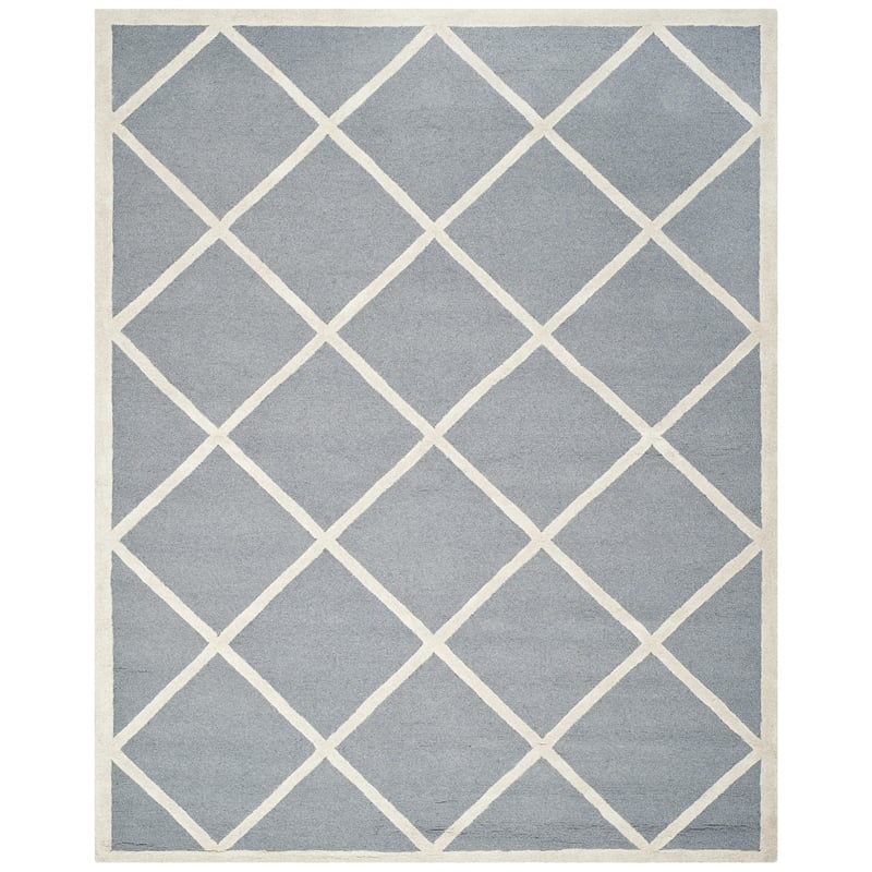 Safavieh Cambridge 8' X 10' Hand Tufted Wool Rug in Silver and Ivory