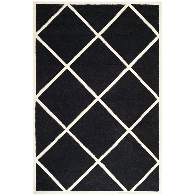 Safavieh Cambridge 6' X 9' Hand Tufted Wool Rug in Black and Ivory