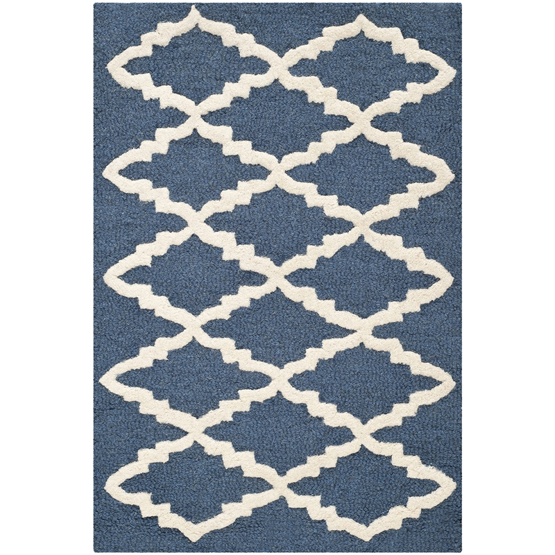 Safavieh Cambridge 2' X 3' Hand Tufted Wool Rug in Navy and Ivory