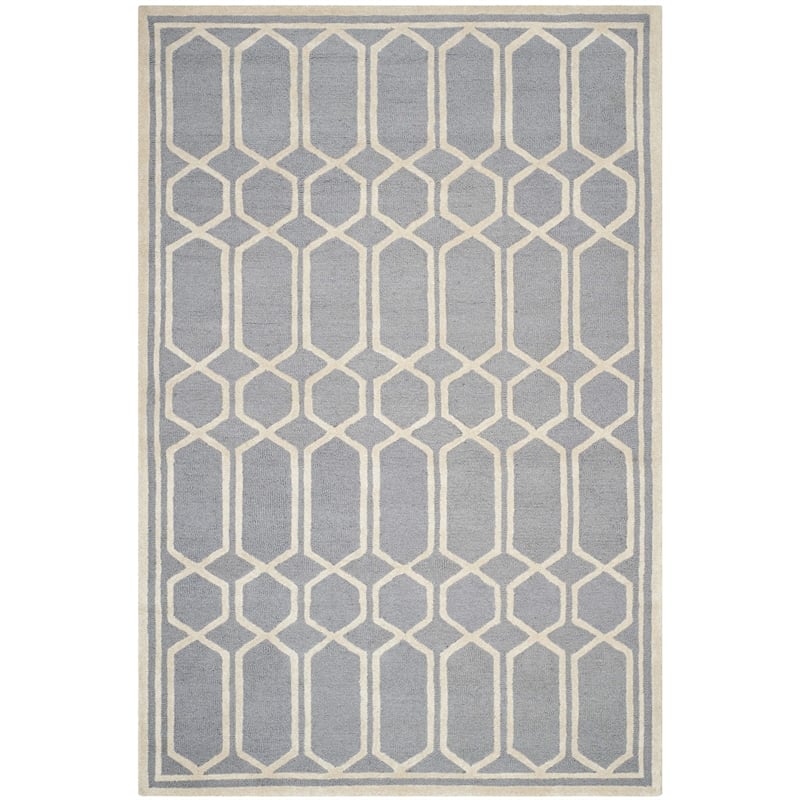 Safavieh Cambridge 6' X 9' Hand Tufted Wool Rug in Silver and Ivory