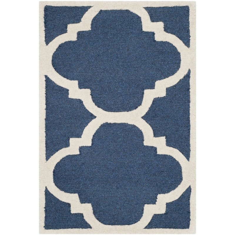 Safavieh Cambridge 2' X 3' Hand Tufted Wool Rug in Navy and Ivory