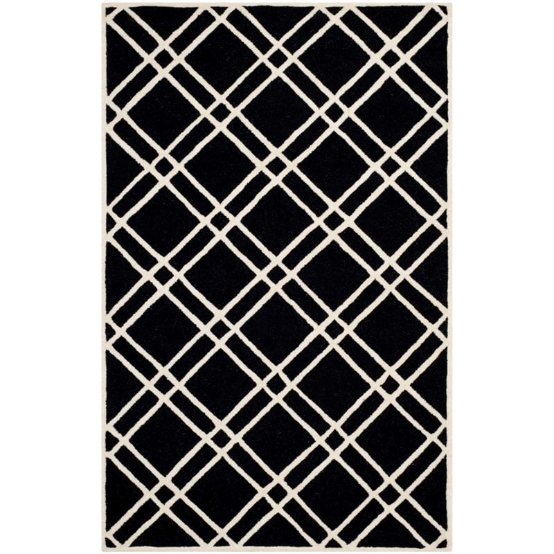 Safavieh Cambridge 2' X 3' Hand Tufted Wool Rug in Black and Ivory