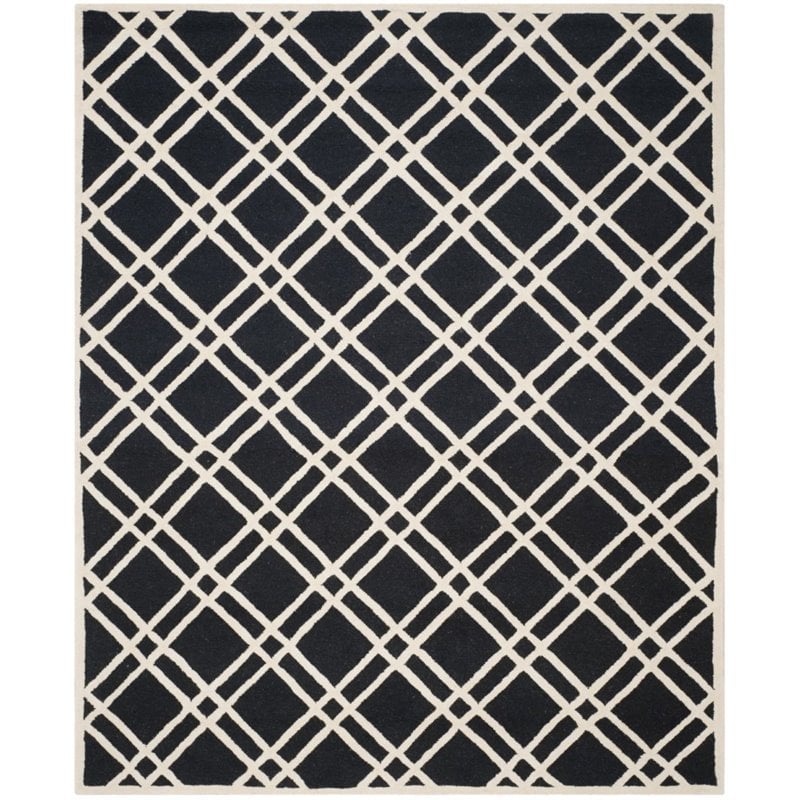Safavieh Cambridge 2' X 3' Hand Tufted Wool Rug in Black and Ivory