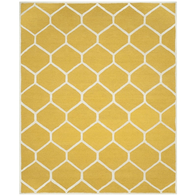 Safavieh Cambridge 8' X 10' Hand Tufted Wool Rug in Gold and Ivory