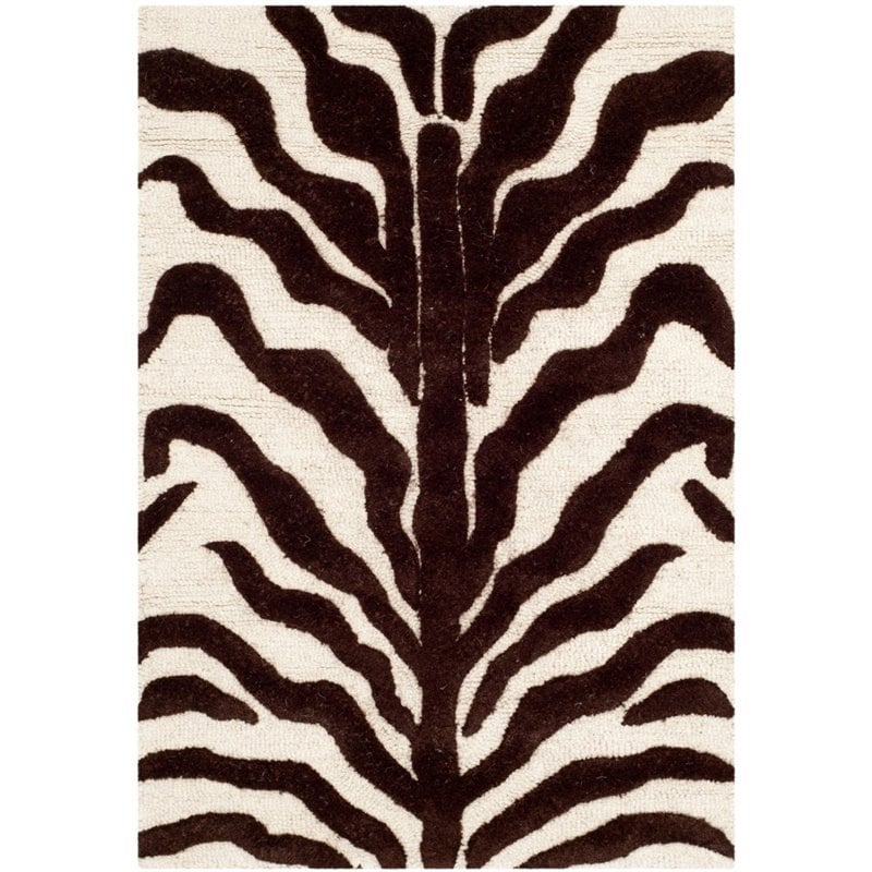 Safavieh Cambridge 4' X 6' Hand Tufted Wool Rug in Ivory and Brown