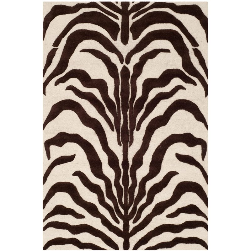 Safavieh Cambridge 5' X 8' Hand Tufted Wool Rug in Ivory and Brown
