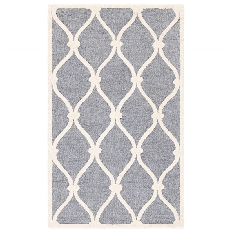 Safavieh Cambridge 2' X 3' Hand Tufted Wool Rug in Dark Gray and Ivory
