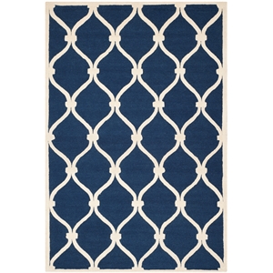 Safavieh Cambridge 6'-0&quot x 9'-0&quot Wool Hand Tufted Rug in Navy / Ivory