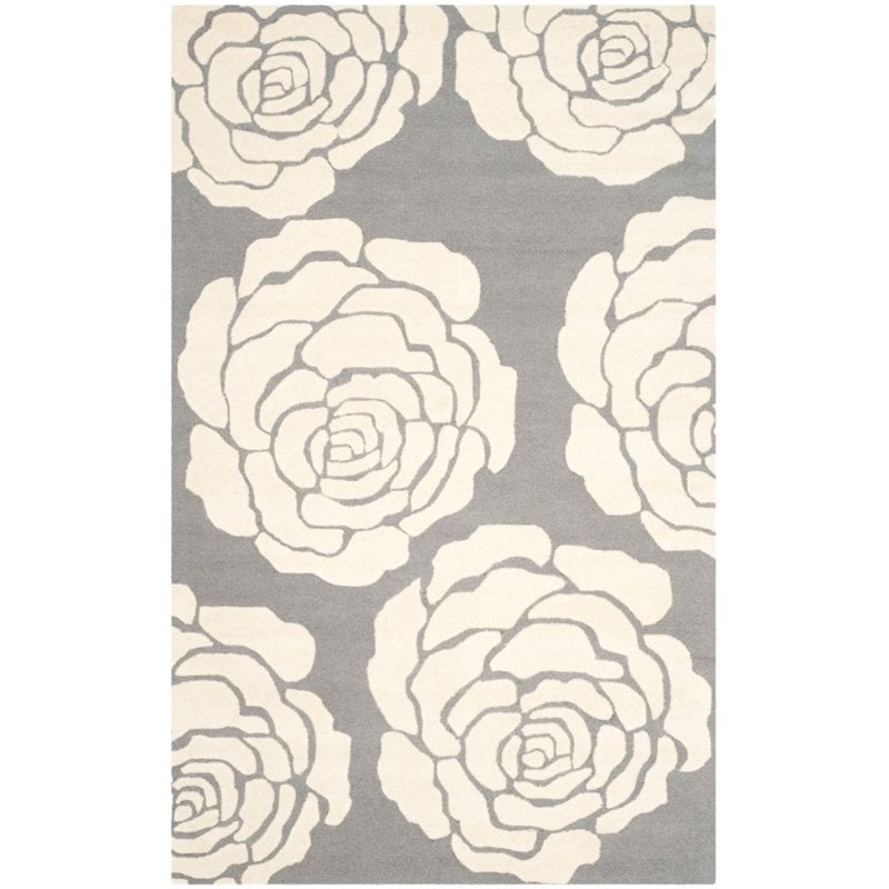 Safavieh Cambridge 4' X 6' Hand Tufted Wool Rug in Dark Gray and Ivory
