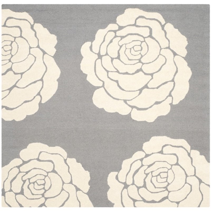 Safavieh Cambridge 4' X 6' Hand Tufted Wool Rug in Dark Gray and Ivory