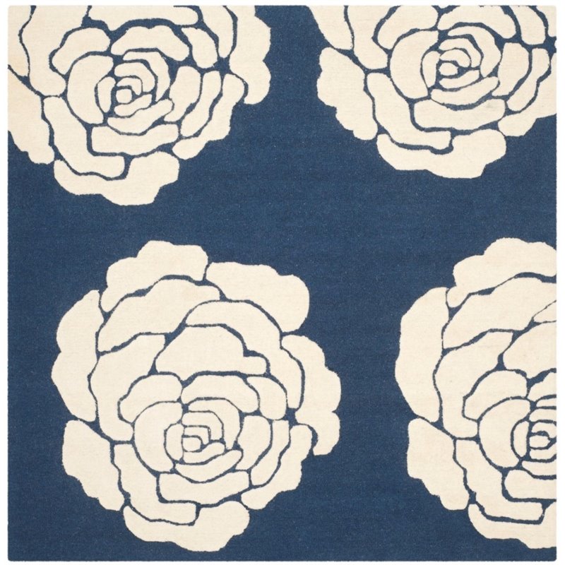 Safavieh Cambridge 3' X 5' Hand Tufted Wool Rug in Navy and Ivory