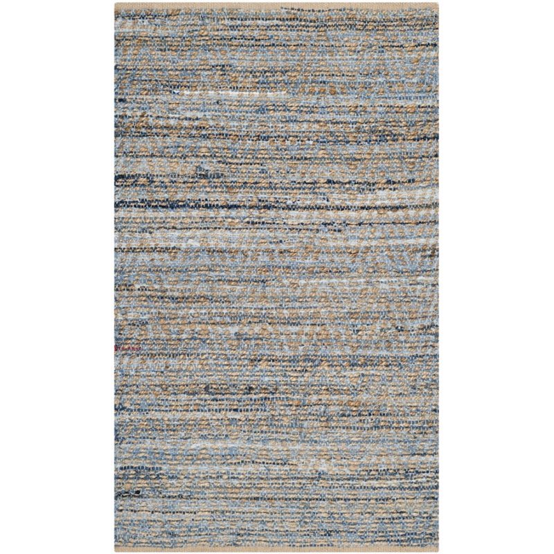 Safavieh Cape Cod 10' X 14' Handmade Jute Rug in Natural and Blue ...