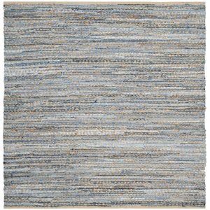 Safavieh Cape Cod 8' Square Handmade Jute Rug in Natural and Blue
