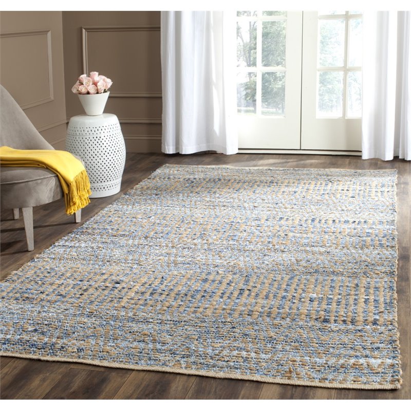 Safavieh Cape Cod 11' X 15' Handmade Jute Rug in Natural and Blue