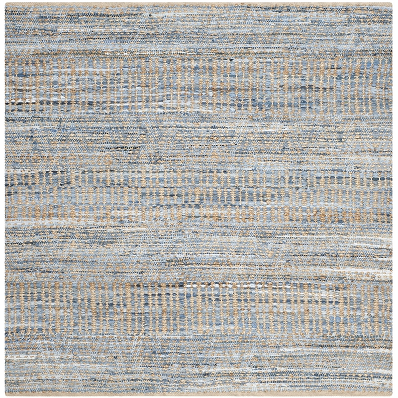 Safavieh Cape Cod 8' Square Handmade Jute Rug in Natural and Blue