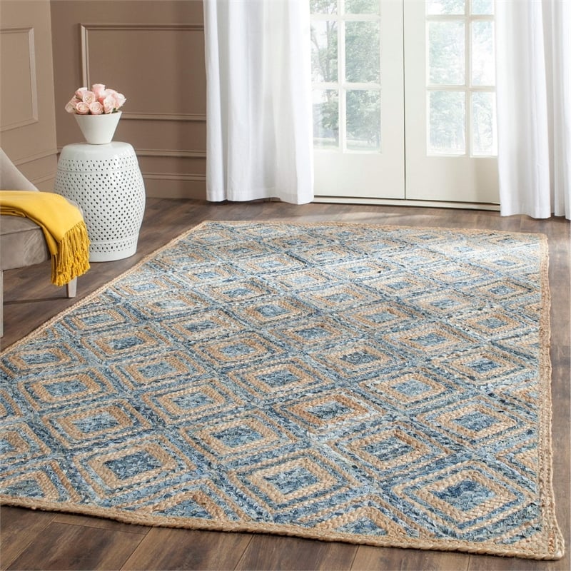 Safavieh Cape Cod 11' X 15' Handmade Jute Rug in Natural and Blue