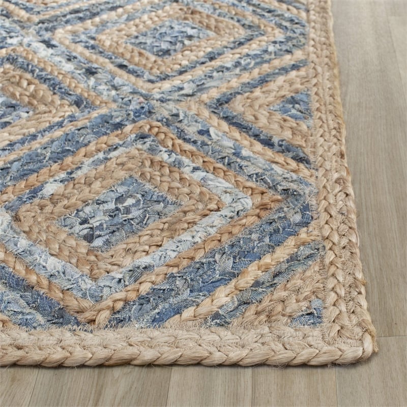 Safavieh Cape Cod 11' X 15' Handmade Jute Rug in Natural and Blue