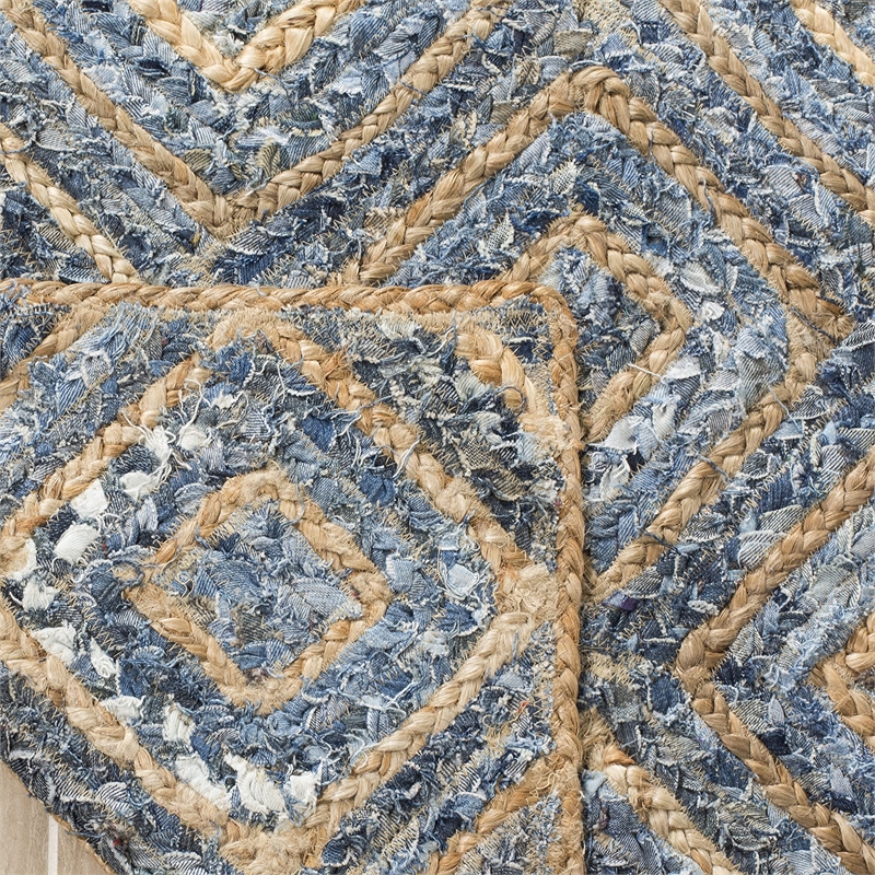 Safavieh Cape Cod 8' Square Handmade Jute Rug in Natural and Blue