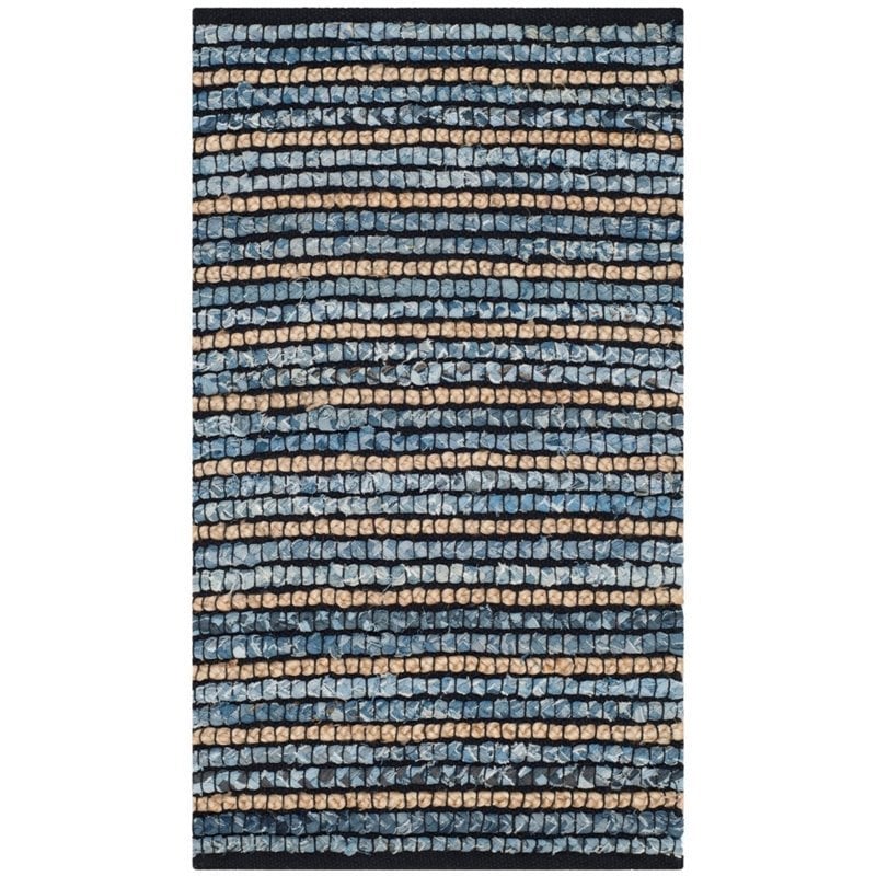 Safavieh Cape Cod 3' X 5' Hand Woven Rug in Blue and Natural