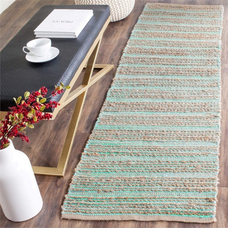 Safavieh Cape Cod 11' X 15' Hand Woven Jute and Cotton Rug in Aqua