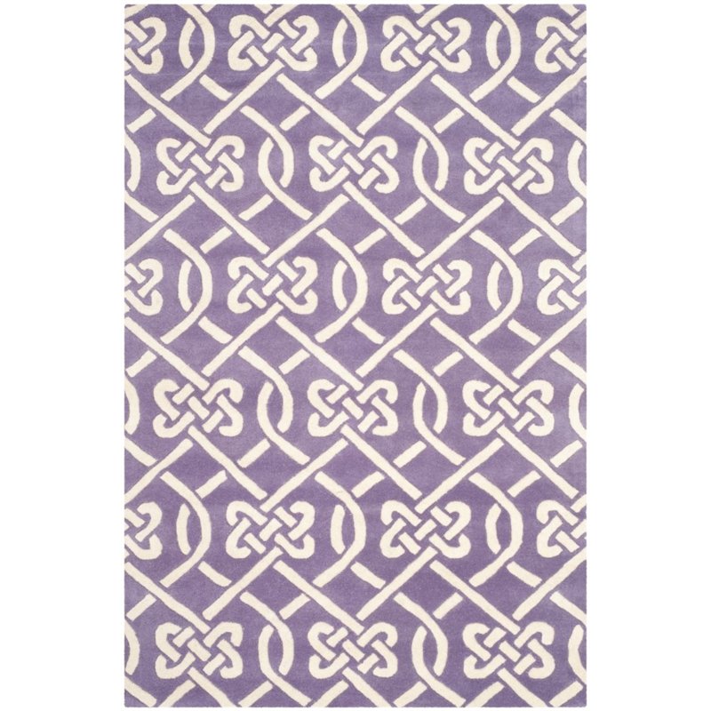Safavieh Chatham 3' X 5' Hand Tufted Wool Rug in Purple and Ivory