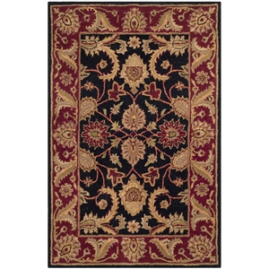 Safavieh Classic 2'3&quot X 4' Hand Tufted Wool Rug in Black and Burgundy