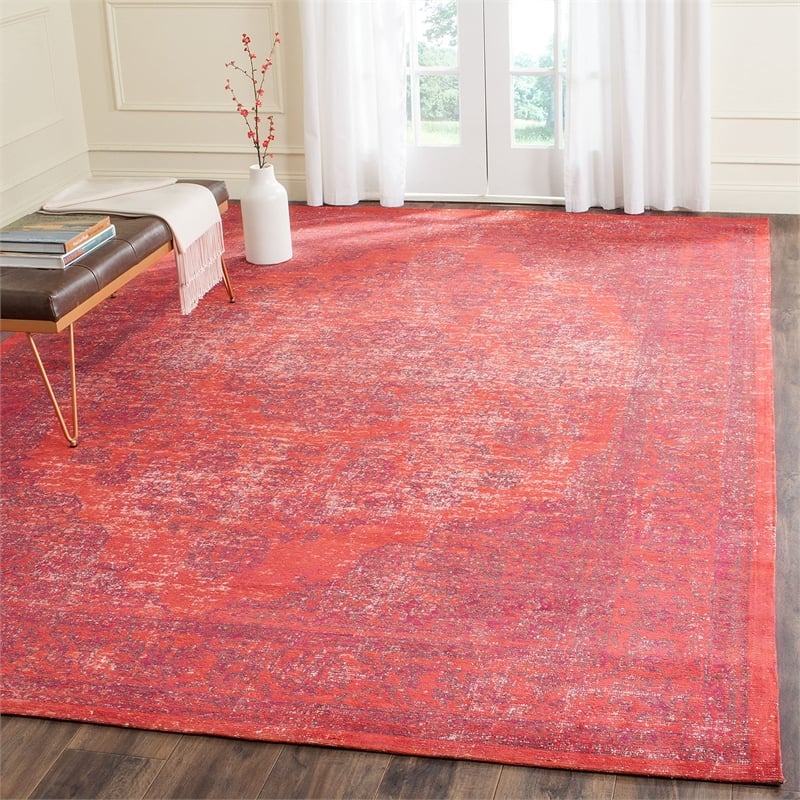 Safavieh Classic Vintage 9' X 12' Power Loomed Cotton Rug in Red