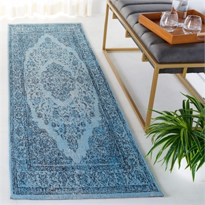 Safavieh Classic Vintage 2'4&quot X 8' Power Loomed Cotton Rug in Blue