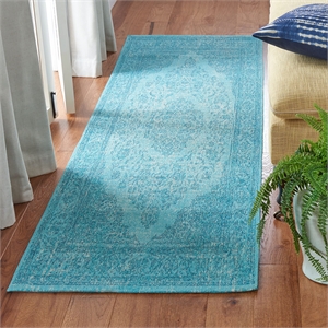 Safavieh Classic Vintage 2'4&quot X 8' Power Loomed Cotton Rug in Aqua