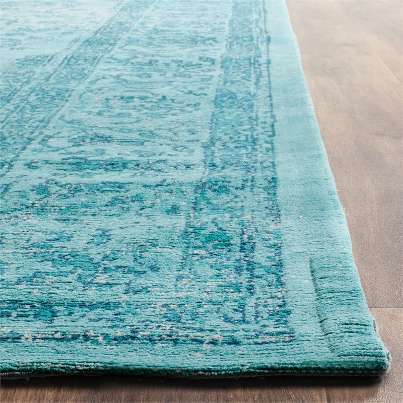 Safavieh Classic Vintage 9' X 12' Power Loomed Cotton Rug in Aqua