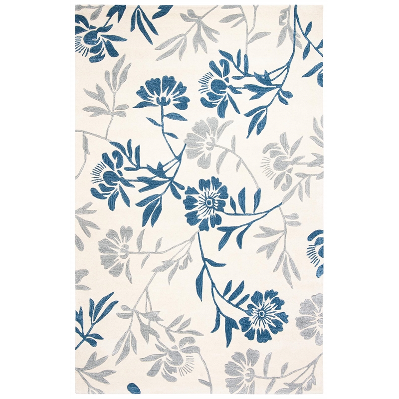 Safavieh Capri 5' X 8' Hand Tufted Wool Pile Rug in Ivory and Blue