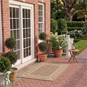 Safavieh Courtyard 2' X 3'7&quot Power Loomed Rug in Brown and Natural