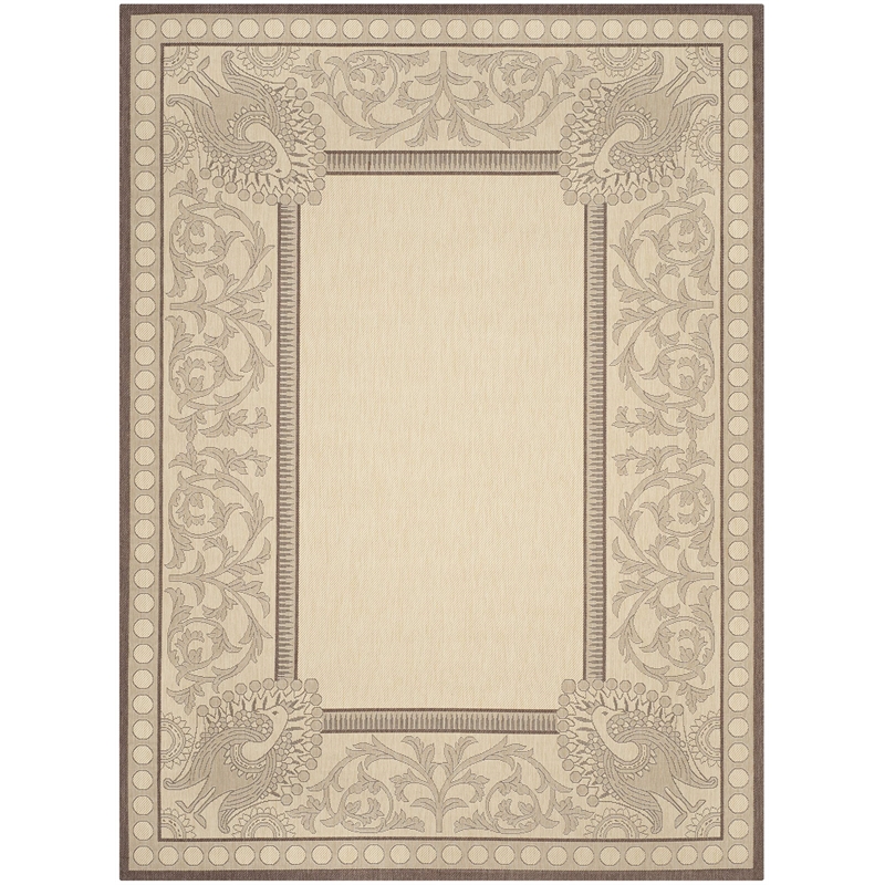 Safavieh Courtyard 9' X 12' Power Loomed Rug in Natural and Chocolate