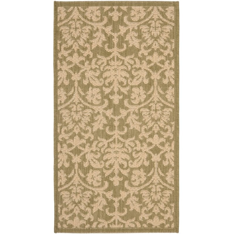 Safavieh Courtyard 9' X 12' Power Loomed Rug in Olive and Natural