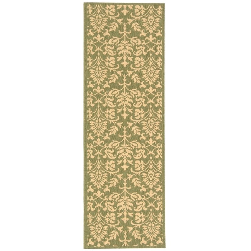 Safavieh Courtyard 9' X 12' Power Loomed Rug in Olive and Natural