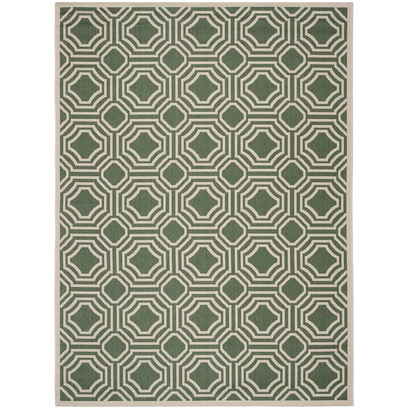 Safavieh Courtyard 8' X 11' Power Loomed Rug in Dark Green and Beige