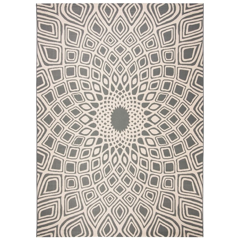 Safavieh Courtyard 8' X 11' Power Loomed Rug in Anthracite and Beige