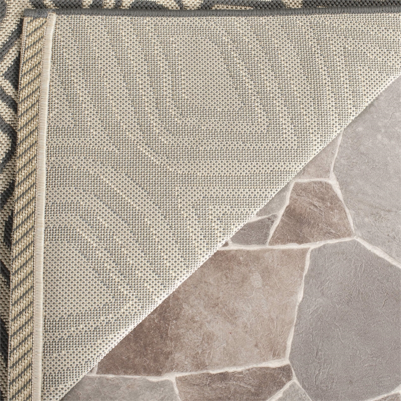 Safavieh Courtyard 8' X 11' Power Loomed Rug in Anthracite and Beige