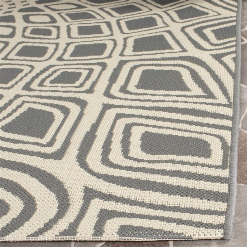 Safavieh Courtyard 9' X 12' Power Loomed Rug in Anthracite and Beige