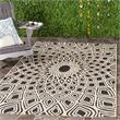 Safavieh Courtyard 9' X 12' Power Loomed Rug in Black and Beige