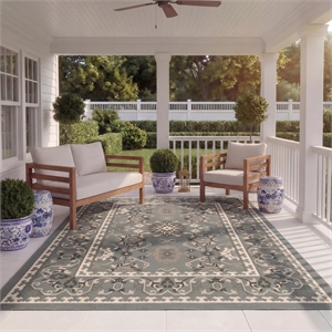 Safavieh Courtyard 8' X 11' Power Loomed Rug in Gray and Cream