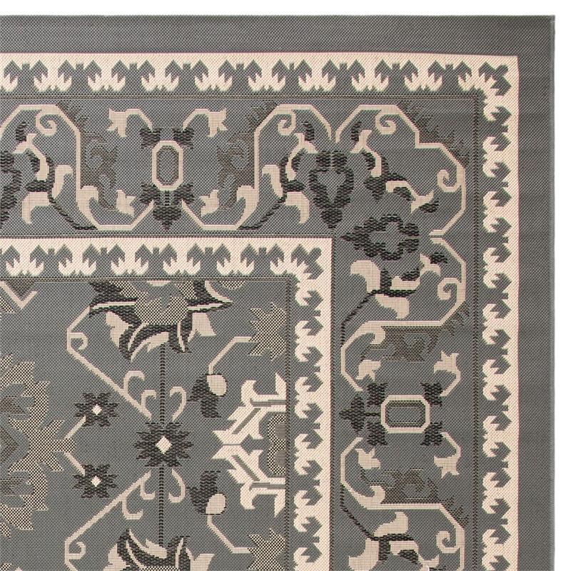 Safavieh Courtyard 8' X 11' Power Loomed Rug in Gray and Cream